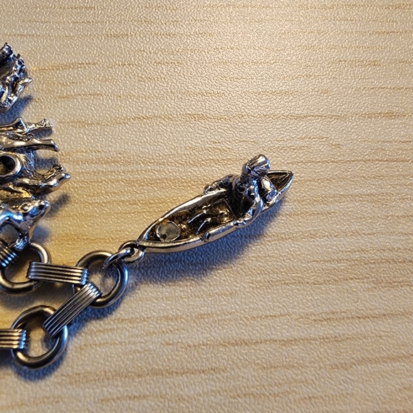 Wyoming Charm Bracelet Western Themed Nickel & Sterling Silver Charms Cowboy - Picture 5 of 12